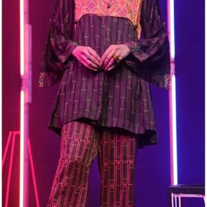 Maroon Satin 2Pc Stitched