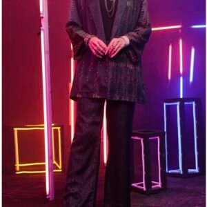 Charcoal Satin 2Pc Stitched