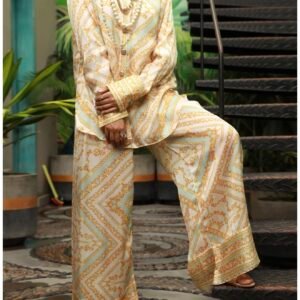 Cream Satin 2Pc Stitched