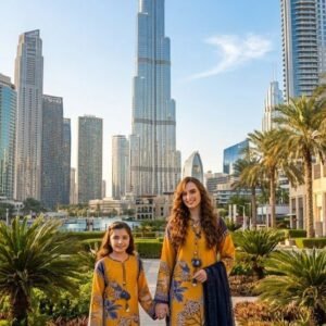 Mother & Daughter Silk long 2 piece Cord Set