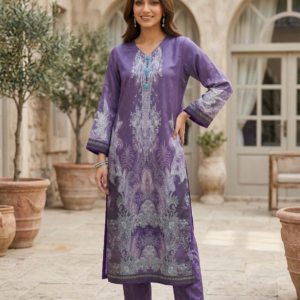 Digital Print 2 Pc Suite with hand work of Pearls and sequence