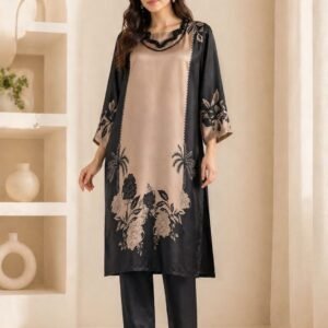 Digital Print 2 Pc Suite with hand work of Pearls and sequence